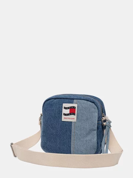 Tommy Jeans Saszetka Tjm Denim Patchwork Reporter niebieski
