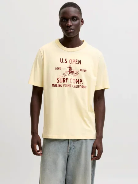 Jack & Jones Premium Tričko JPRBLUNIKO krémová / gaštanová / hrdzavohnedá