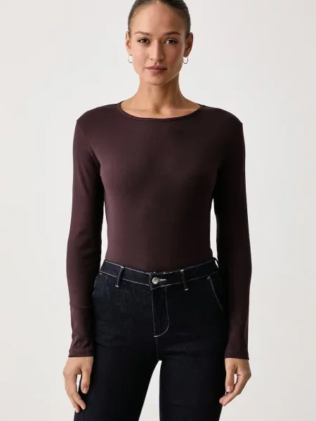 United Colors of Benetton tričko s dlouhým rukávem hnědé