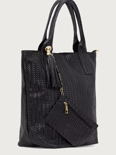 Answear.LAB kabelka typu shopper dámska kožená čierna