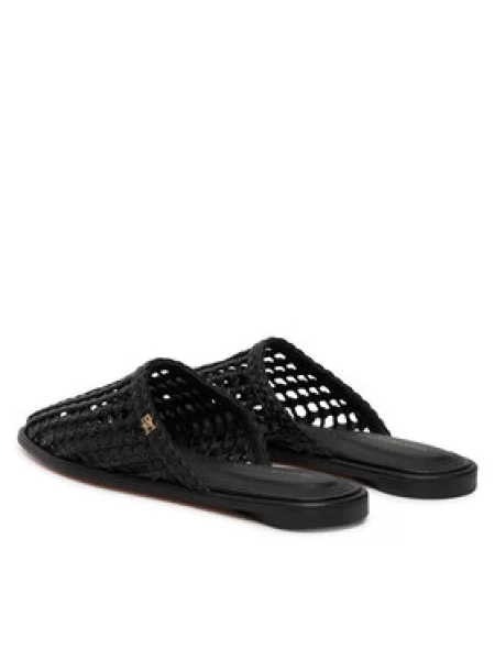Kožené mules Tommy Hilfiger bez podpatku černé