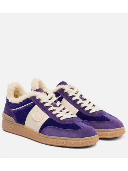 Sneakerși Valentino Garavani de catifea cord violet
