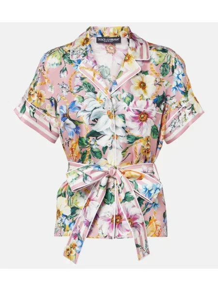 Jedwabny top Dolce&gabbana z kokardką w kwiatki