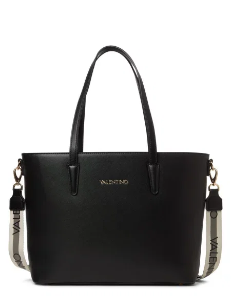 Lniana torebka Valentino Bags czarna