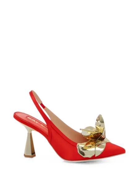 Pantofi cu toc Kat Maconie cu model floral slingback roșu