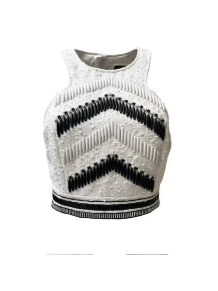 Wielobarwność top Elisabetta Franchi tweedowy o krotszym kroju