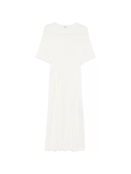 Sukienka midi Toteme z okrągłym dekoltem biała