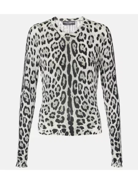 Pulover Dolce&gabbana de mătase cu imagine cu imprimeu animal print