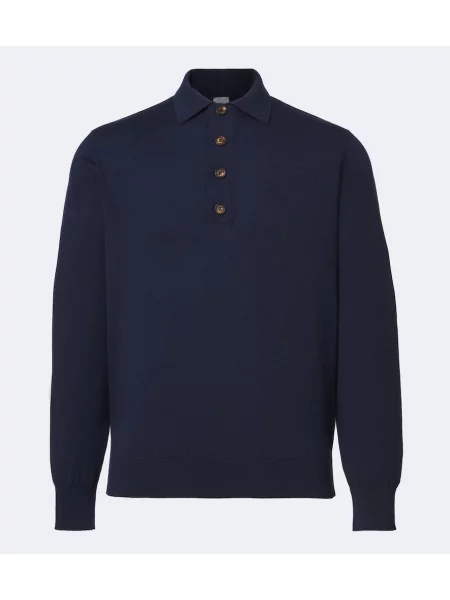 Tricou polo Eleventy din cașmir albastru