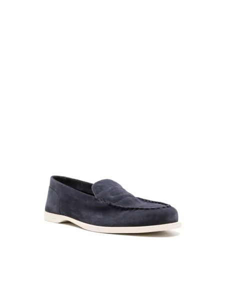 Półbuty John Lobb zamszowe bez obcasa niebieskie