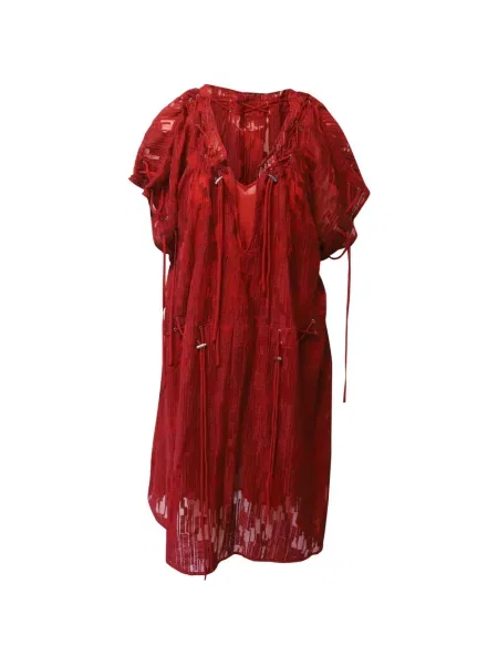 Rochie midi Iro cu șireturi din dantelă până la genunchi roșu