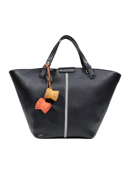 Lniana torebka Valentino Bags czarna
