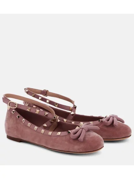 Balerinke Valentino Garavani iz rebrastega žameta roza