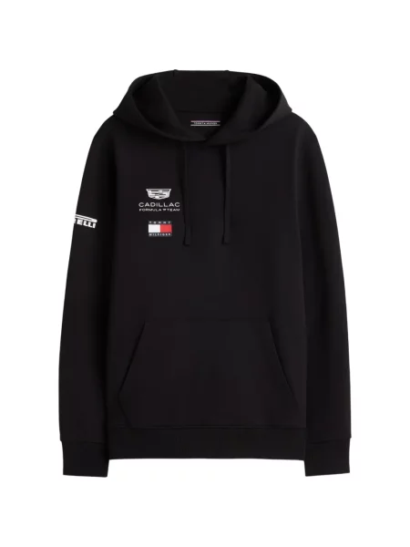 Hanorac cu glugă Tommy Hilfiger cu autograf negru
