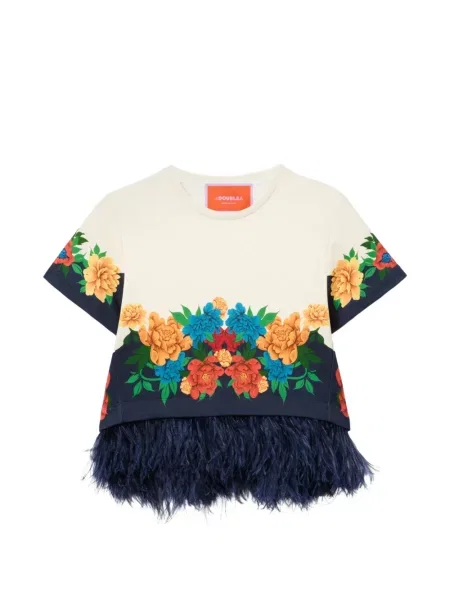 Koszulka La Doublej w piórka w kwiatki