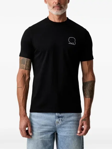 Tricou Karl Lagerfeld cu decolteu rotund cu autograf negru