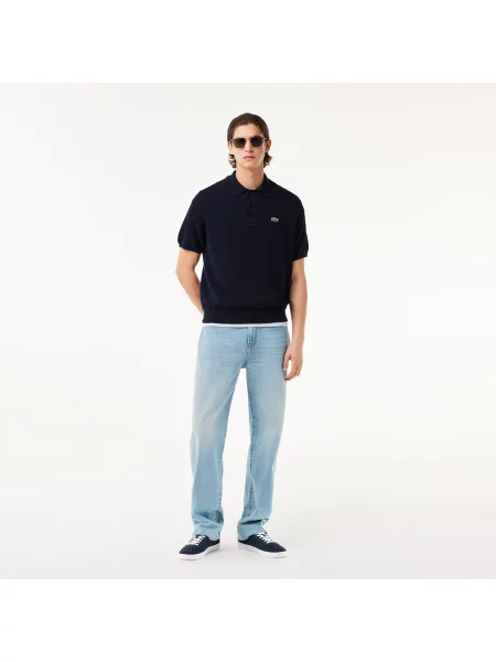 Lacoste Koszulka Polo Z Organicznej Bawełny Z Kołnierzykiem granatowa