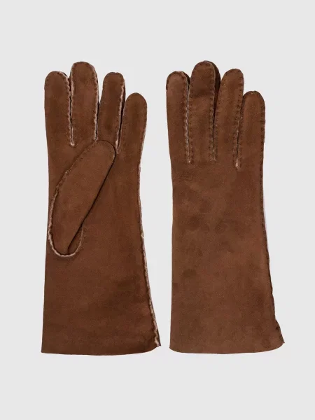 Замшеві рукавички кольору на хутрі Babe Pay Pls коричневого