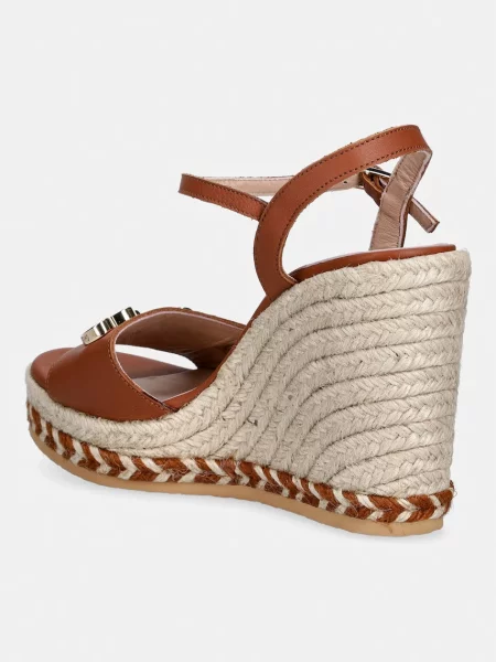Bőr éksarkú espadrilles Love Moschino barna