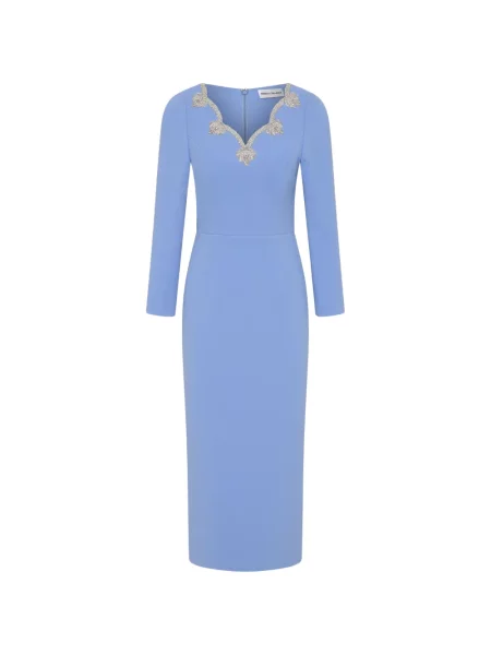 Rochie midi Rebecca Vallance cu decolteu în V până la genunchi de costum albastru