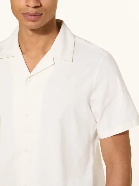Calvin Klein Košile S Krátkým Rukávem Classic Fit S Lněným Vzorem krémová