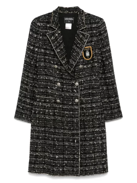 Tvídový kabát Chanel Pre-owned černý