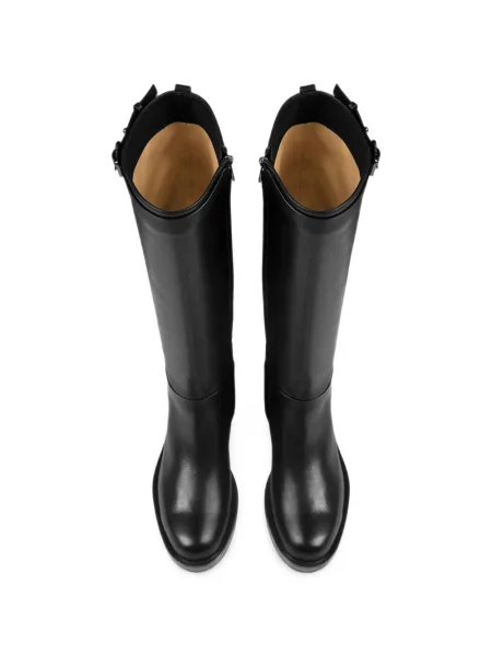 Botine Doucal's din piele cu cataramă negru