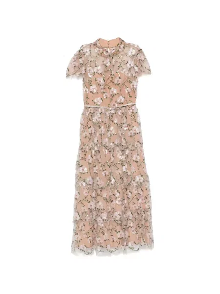 Rochie midi Self-portrait cu paiete cu model floral roz