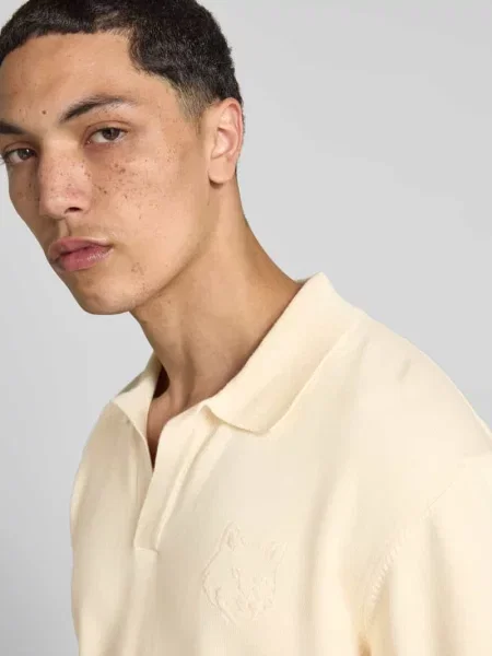 T-shirt z imitacji dzianiny Maison Kitsune beżowa