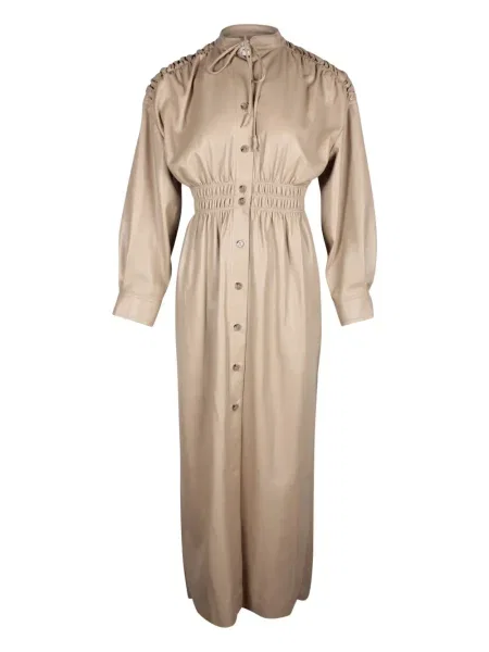 Sukienka midi Nanushka skórzana do kolan garniturowa