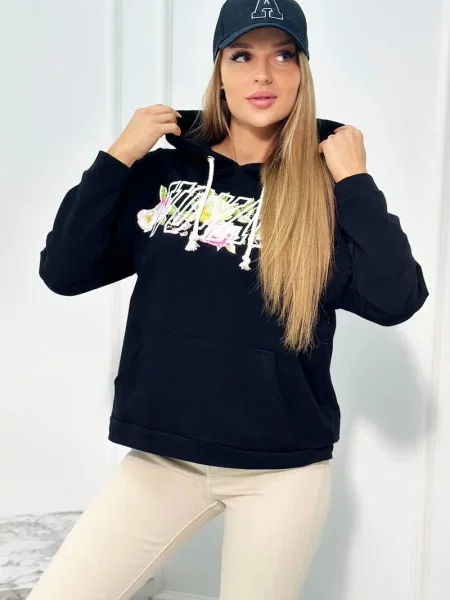 Bluza Kesi z napisami czarna