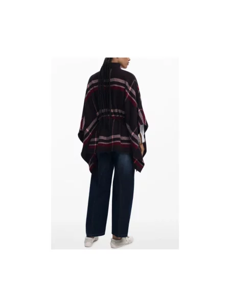 Ponczo Desigual bordowe