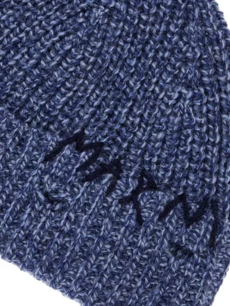 Căciulă Marni cu broderie tricotate albastru