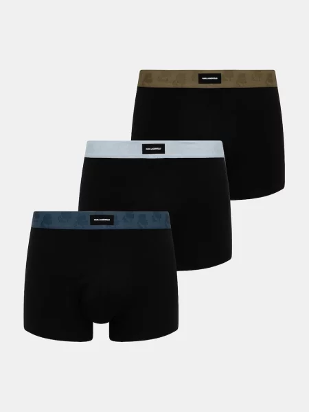 Férfi boxeralsók KARL LAGERFELD Kameo Logo Trunk 3 pár midnight/clear sky/olive. Méret: M fekete
