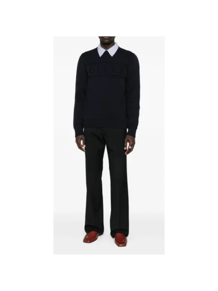 Sweter Gucci z logo niebieski