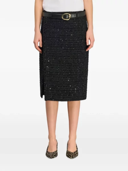 Fustă Semicouture cu paiete din tweed negru