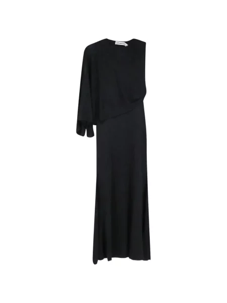 Rochie maxi Self-portrait asimetrică drapată negru