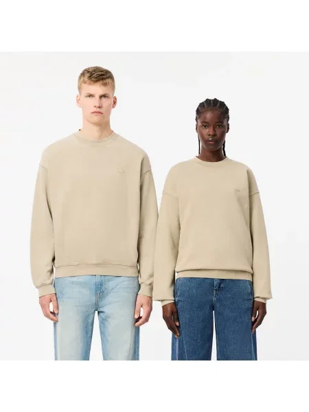 Lacoste Bluza Z Efektem Prania O Luźnym Kroju beżowa
