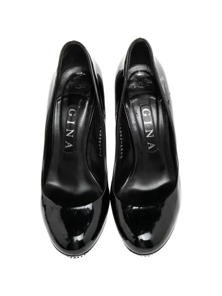 Pantofi cu toc Gina din piele de lac negru