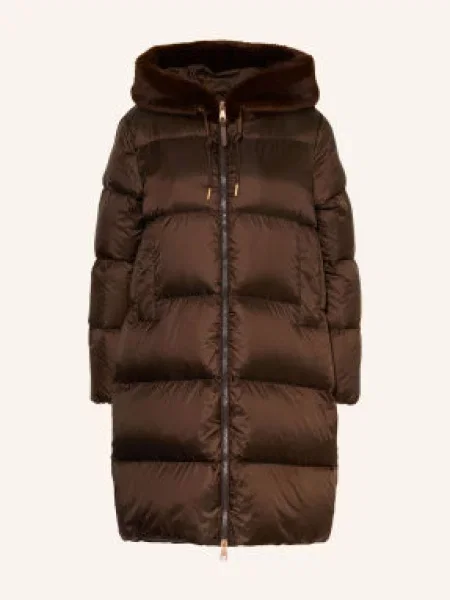 Mabrun Péřový Kabát Fabiola S Umělou Kožešinou tmavě hnědá