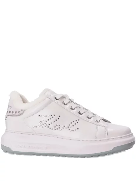 Sneakerși Karl Lagerfeld cu platformă cu tepi alb