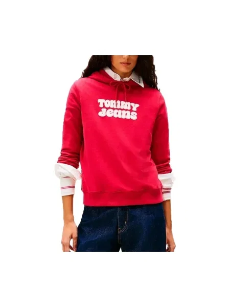 Geacă de blugi Tommy Jeans cu autograf roz