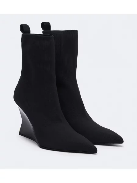 Cizme scurte Balmain tricotate cu pană negru