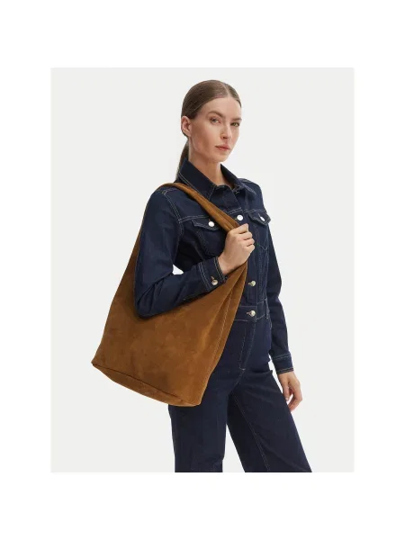 Чанта Calvin Klein Slouchy Suede Leather Brown Universal кафяво