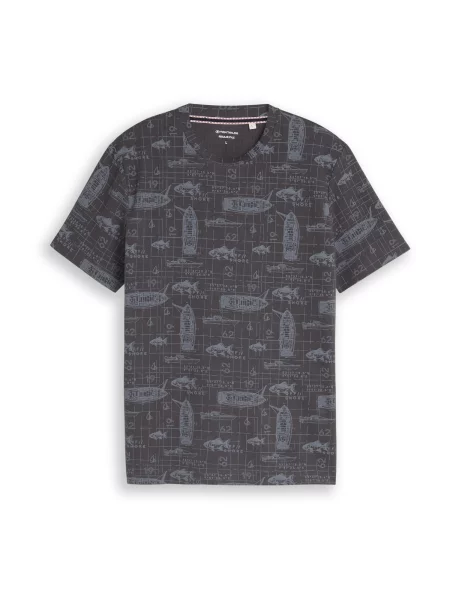 TOM TAILOR Tricou albastru porumbel / metalic gri