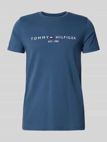 T-shirt o kroju z czystej bawełny niebieska