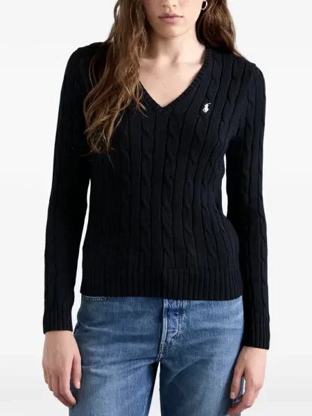 Пуловер Polo Ralph Lauren с V-образно деколте черно