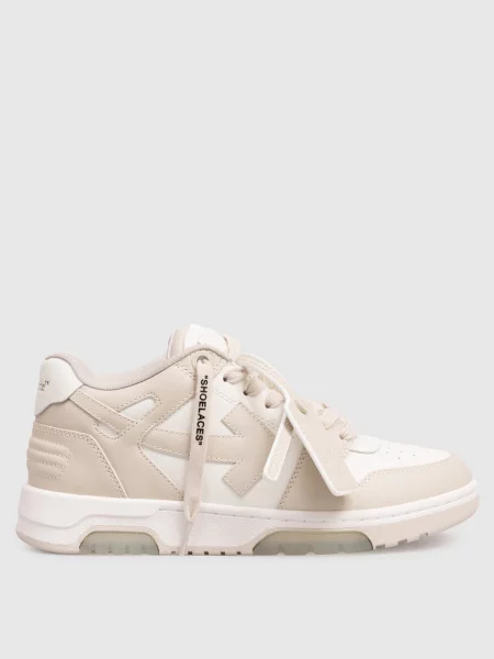 Шкіряні кросівки Out Of Office з логотипом Off-white бежеві