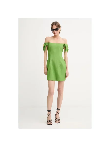 Sukienka Elisabetta Franchi z odkrytymi ramionami zielona