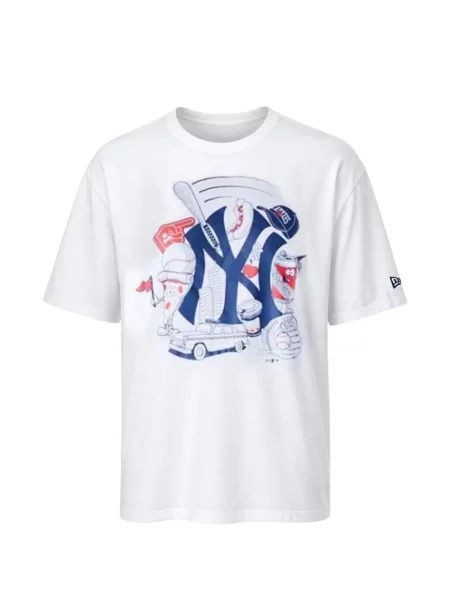 Tricou New Era Cap cu imagine alb